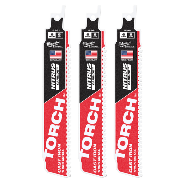 SAWZALL™ The TORCH™ with NITRUS CARBIDE™ Teeth 150mm 6" 8TPI Blade 3 Pack, , hi-res